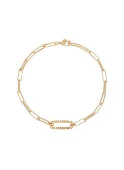 Melissa Odabash Gold Mini Paperclip & Crystal Link Bracelet