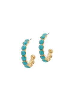 Melissa Odabash Gold Turquoise Hoop Earrings