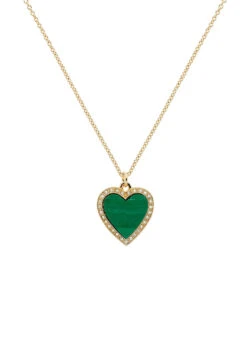 Melissa Odabash Malachite Heart & Crystal Pendant