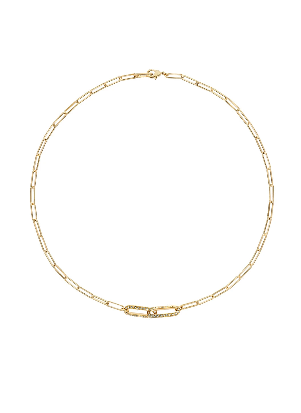 Melissa Odabash Gold Mini Paperclip With Crystal Link Necklace 3 Melissa Odabash Gold Mini Paperclip With Crystal Link Necklace