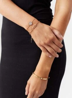 Melissa Odabash Gold Mini Paperclip & Crystal Link Bracelet 7 Melissa Odabash Gold Mini Paperclip & Crystal Link Bracelet -Melissa Odabash Sale Gold Bracelet Stack 2