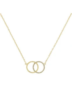 Gold Double Circle Crystal Necklace