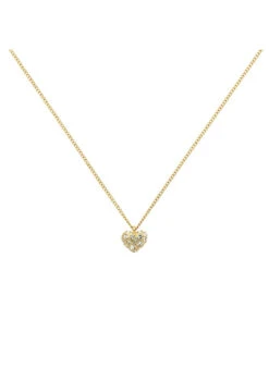 Gold Crystal Heart Pendant Necklace