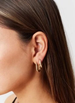 Melissa Odabash Gold Oval Hoop Huggy Earrings -Melissa Odabash Sale Oval Hoop Stack