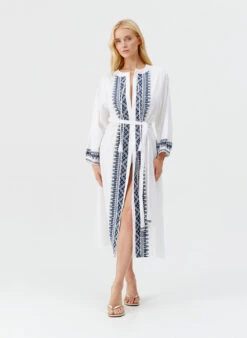 Audrey White/Marine Kaftan -Melissa Odabash Sale audrey white marine kaftan model 2025 P