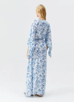 Edith Blue Leaf Dress -Melissa Odabash Sale edith blue leaf kaftan model 2025 B