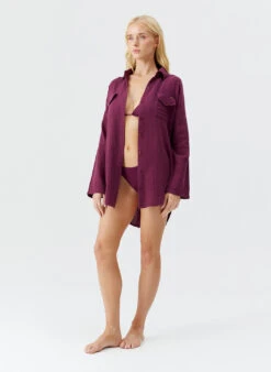 Elena Bordeaux Shirt -Melissa Odabash Sale elena bordeaux shirt model 2025 F