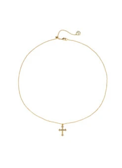 Melissa Odabash Gold Crystal Cross Pendant Necklace