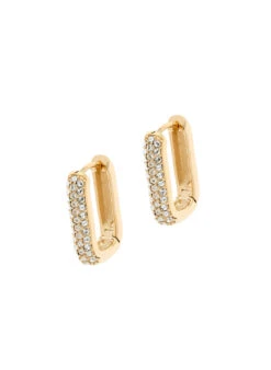 Gold Crystal Oval Hoop Earrings