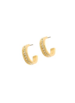 Gold Crystal Row Hoop Earrings