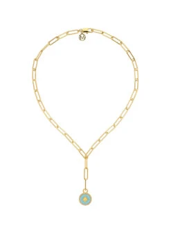 Gold Turquoise Charm Necklace