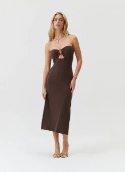 Exclusive Jane Coffee Dress -Melissa Odabash Sale jane coffee dress model 2025 F2