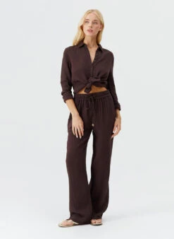 Exclusive Krissy Brown Trousers -Melissa Odabash Sale krissy brown trousers model 2025 P