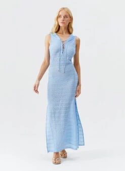 Maddie Dusty Blue Dress -Melissa Odabash Sale maddie dusty blue dress model 2025 P