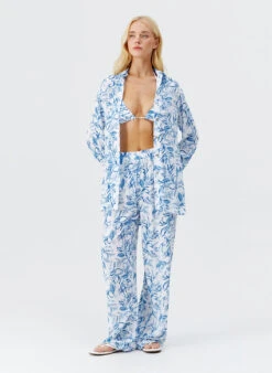 Paige Blue Leaf Shirt -Melissa Odabash Sale paige blue leaf shirt model 2025 P2