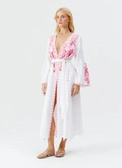 Romilly White/Watermelon Kaftan -Melissa Odabash Sale romilly white watermelon kaftan model 2025 F
