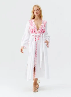 Romilly White/Watermelon Kaftan -Melissa Odabash Sale romilly white watermelon kaftan model 2025 P