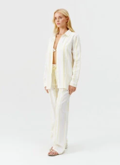 Tina Yellow Stripe Shirt -Melissa Odabash Sale tina yellow stripe shirt model 2025 F