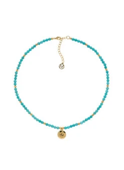 Turquoise Beaded Disc Necklace